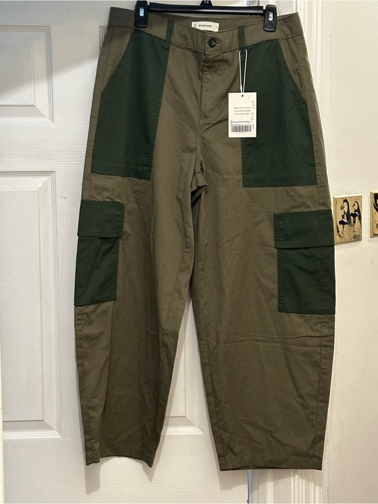 Everlane Pants - Everlane Two-Tone Olive Cargo Pants with Dark Green Patches